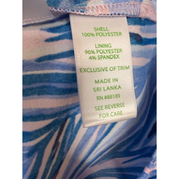 Lilly Pulitzer Sleeveless Tropical Leaf Print Dress Size 12 Pink Blue - Picture 6 of 8